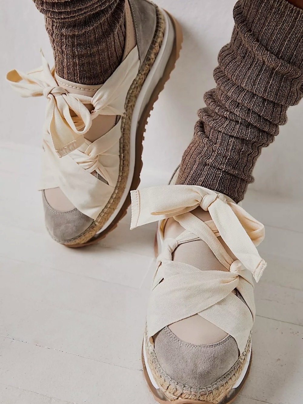 Free People Chapmin Espadrille Sneakers in Ivory Size EU 39/US 8.5/9